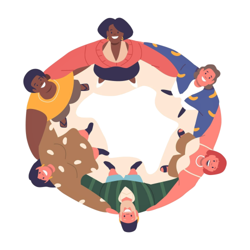 people-hugging-top-view-group-characters-forms-tight-circle-embracing-one-another-creating-heartwarming-display-unity-connection-view-from-cartoon-vector-illustration