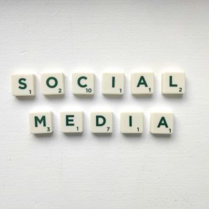 Social Media spelled out in scrabble tiles
