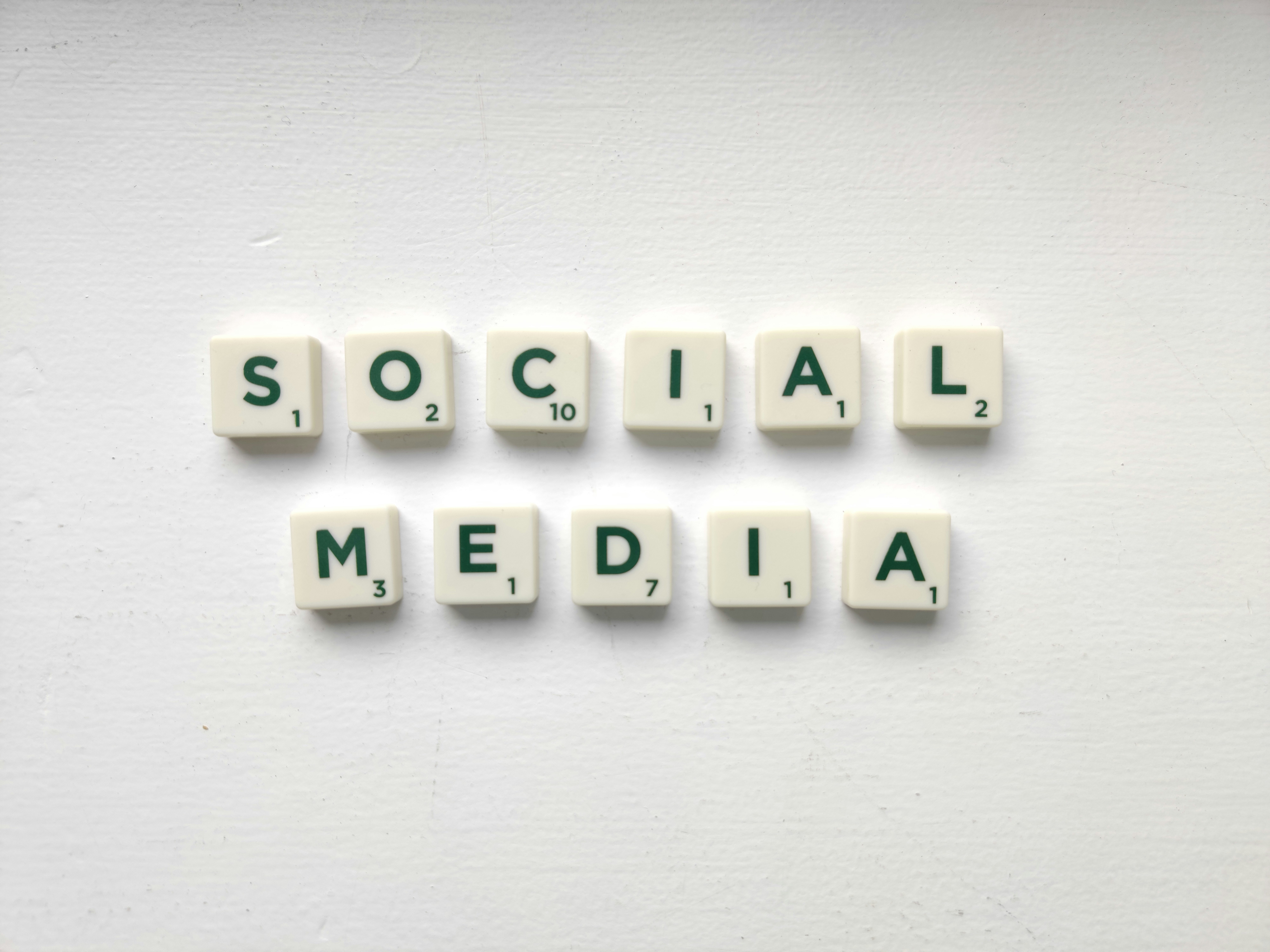 Social Media spelled out in scrabble tiles